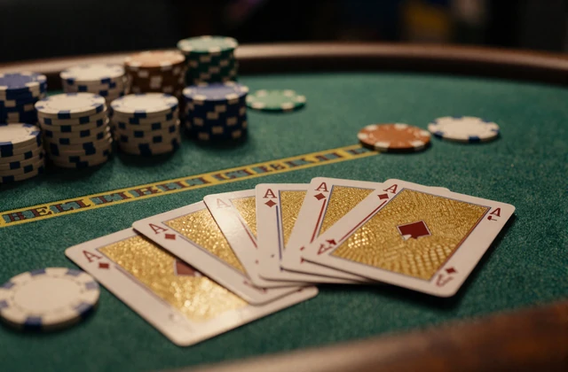 Blackjack-Tisch mit goldenen Karten f&uuml;r Blackjack im Cleobetra Casino