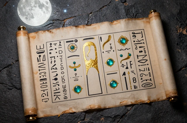 &Auml;gyptische Schriftrolle mit Slot-Symbolen erkl&auml;rt Bonusregeln im Cleopatra Casino