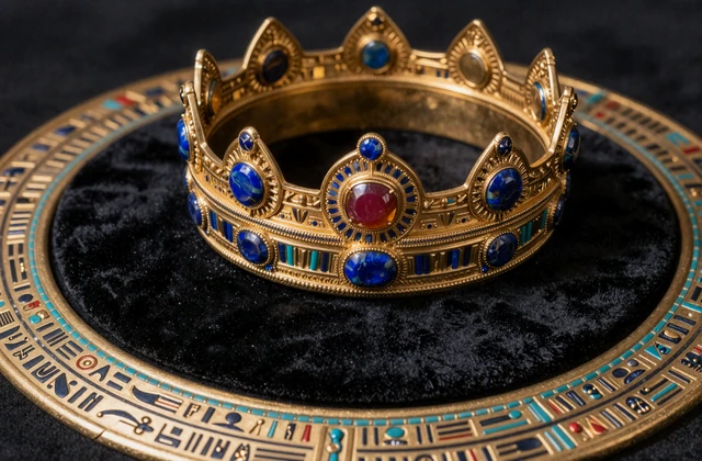 Goldene Krone mit Lapislazuli und Rubin als Symbol f&uuml;r den Slot Cleopatra's Crown bei Cleobetra