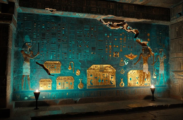 Geheime Hieroglyphenkammer mit Goldschatz als Motiv f&uuml;r Secrets of Cleopatra Slot
