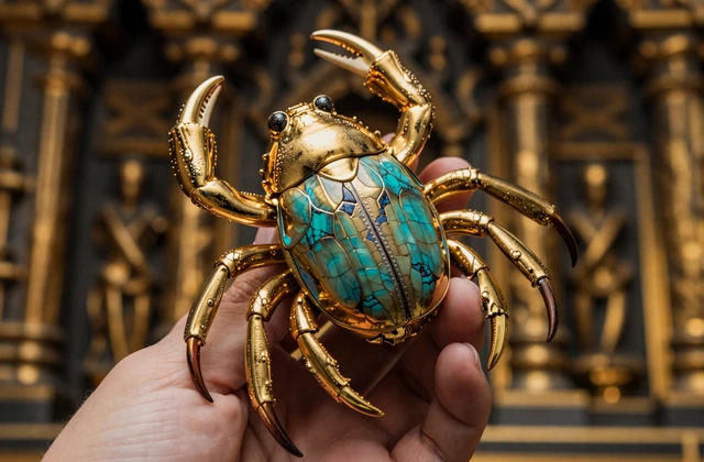 Goldene Krebsschere h&auml;lt ein Skarab&auml;us-Artefakt als Bonus-Crab-Symbol